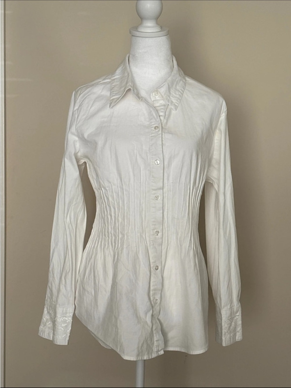 Monroe & Main White Pintuck Button-Down Shirt